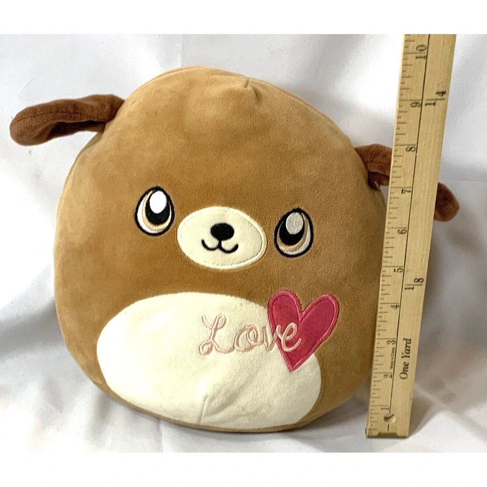 Squishmallow Duffy Love Puppy Dog 9 inch Brown Kellytoy Valentine Heart‎ 2017